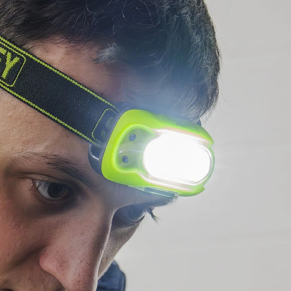 Sealey Rechargeable Head Torch with Auto-Sensor 8W COB LED - Green White Rose Tools