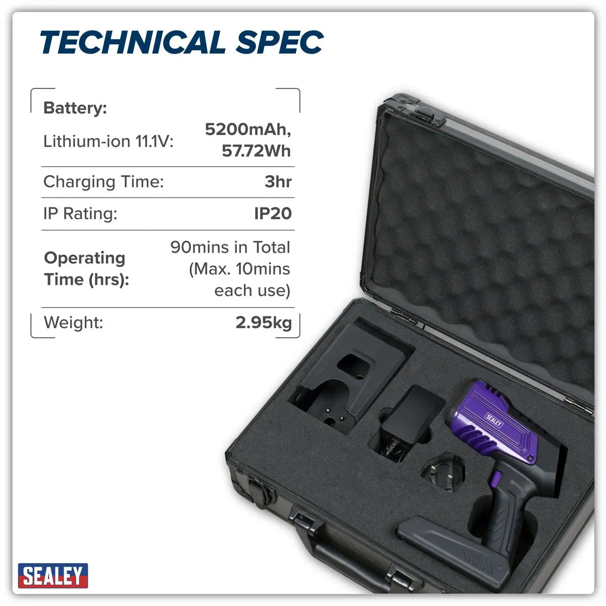 Sealey Rechargeable Inspection UV Curing Light Kit 66W White Rose Tools