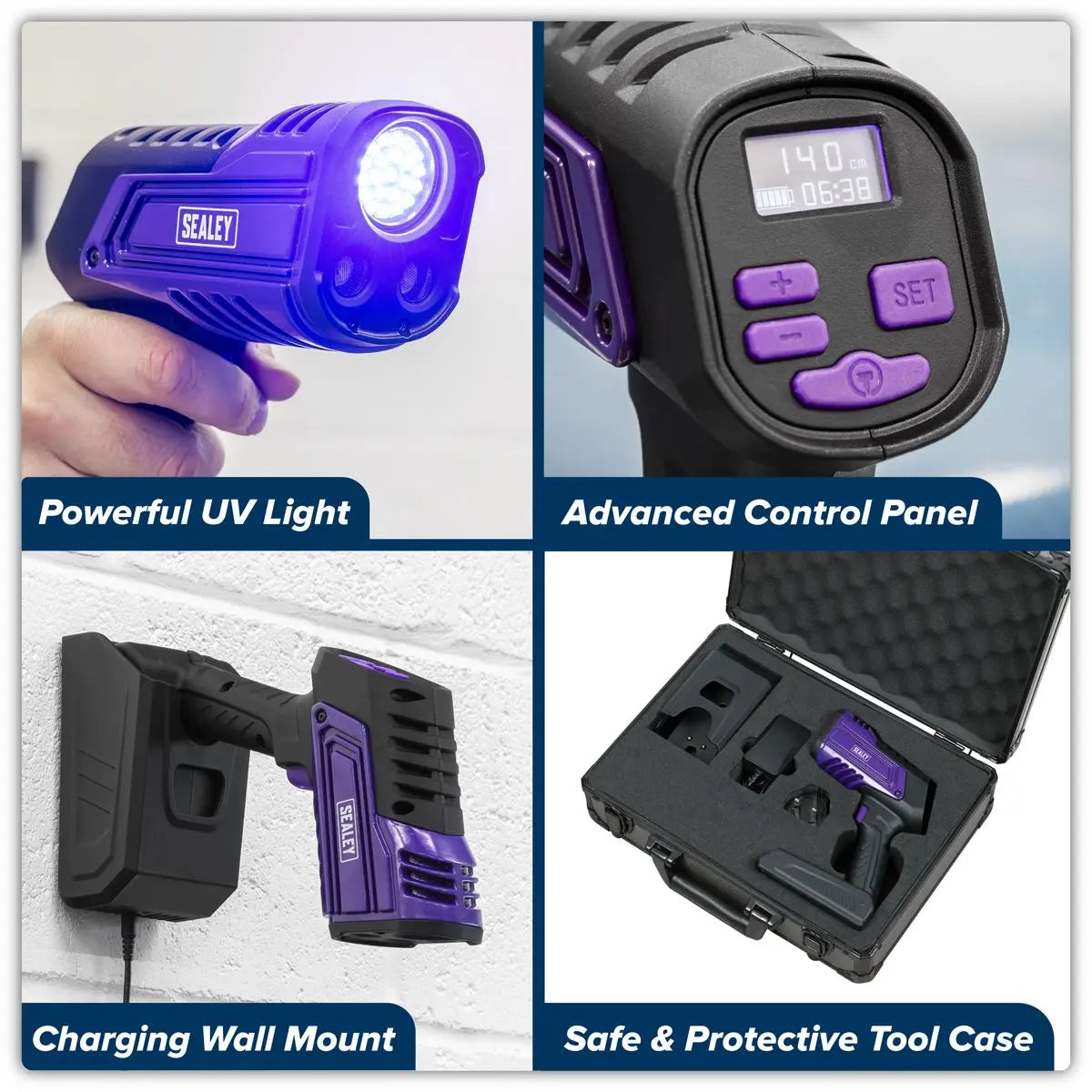 Sealey Rechargeable Inspection UV Curing Light Kit 66W White Rose Tools