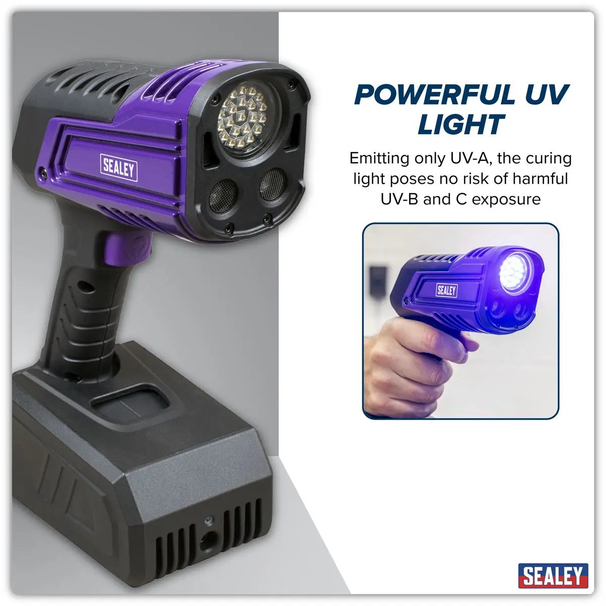 Sealey Rechargeable Inspection UV Curing Light Kit 66W White Rose Tools