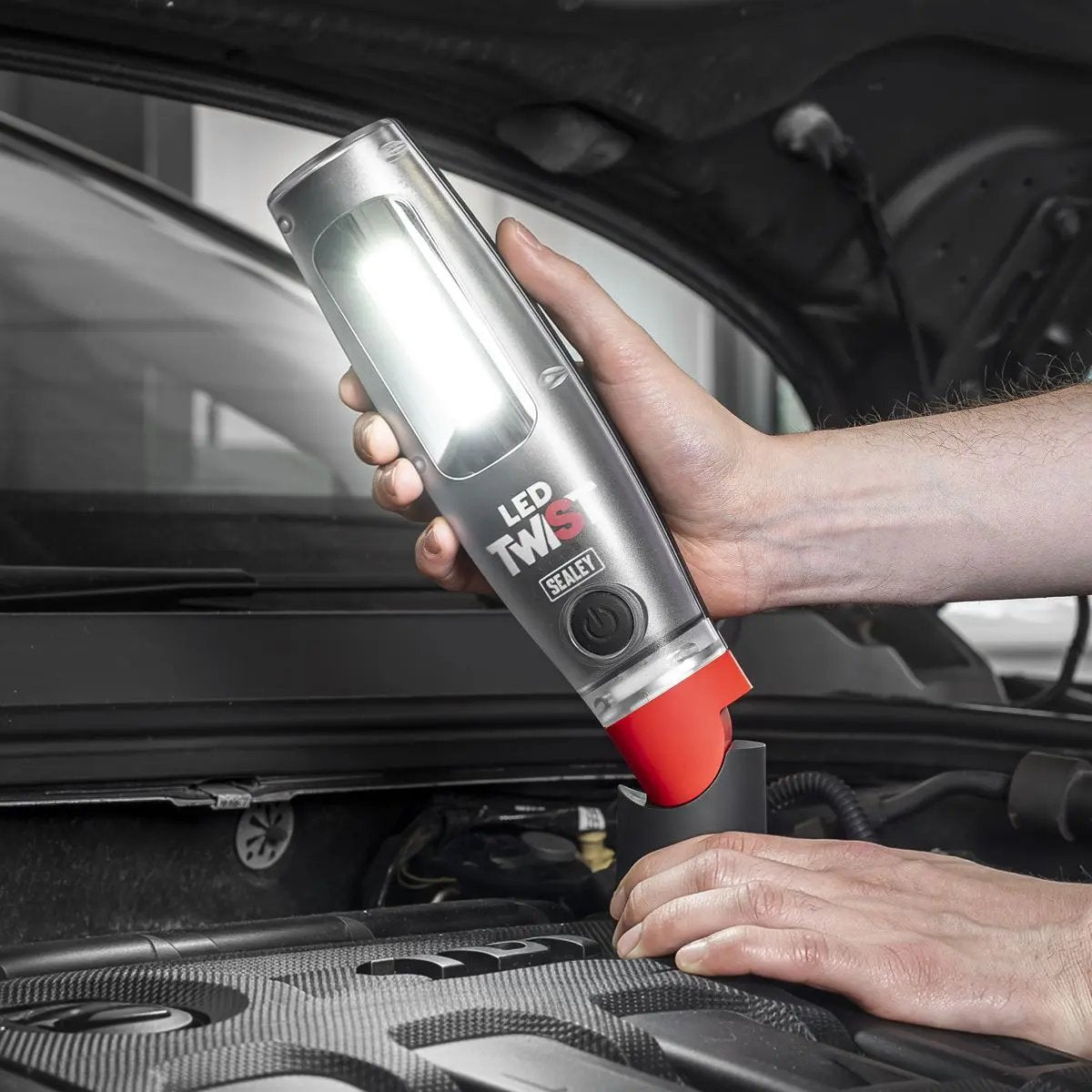 Sealey Rechargeable LED Twist Inspection Light 20W COB & 3W SMD, 3000lm, Magnetic Base & Power Bank White Rose Tools