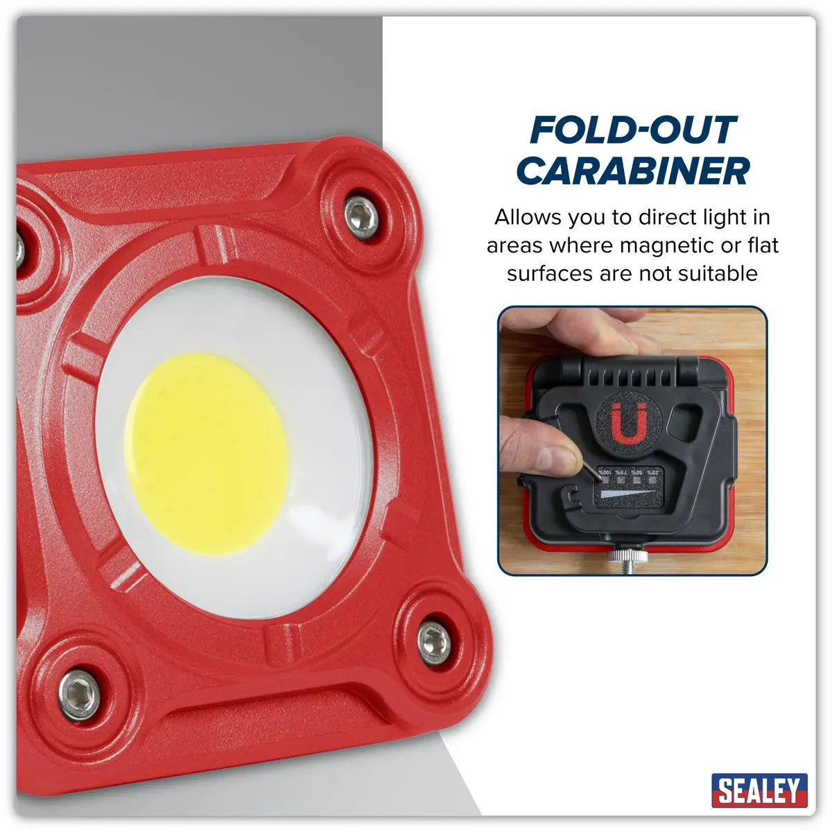 Sealey Rechargeable Pocket Floodlight 10W COB LED White Rose Tools