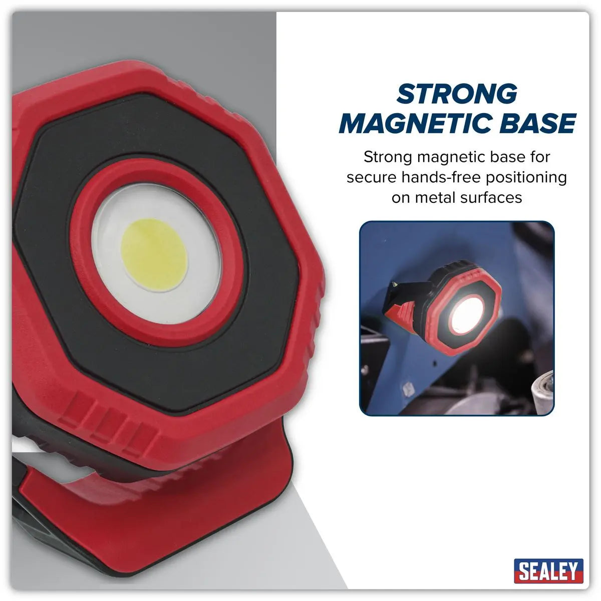 Sealey Rechargeable Pocket Floodlight with Magnet 360° 7W COB LED - Red White Rose Tools