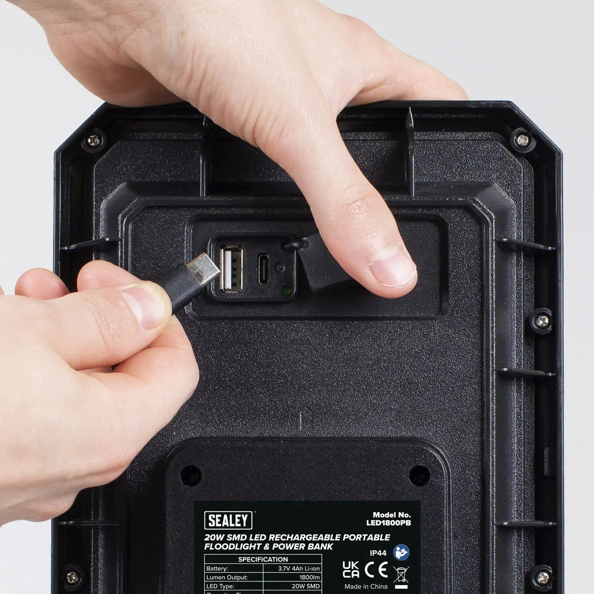 Sealey Rechargeable Portable Floodlight & Power Bank 20W SMD LED White Rose Tools