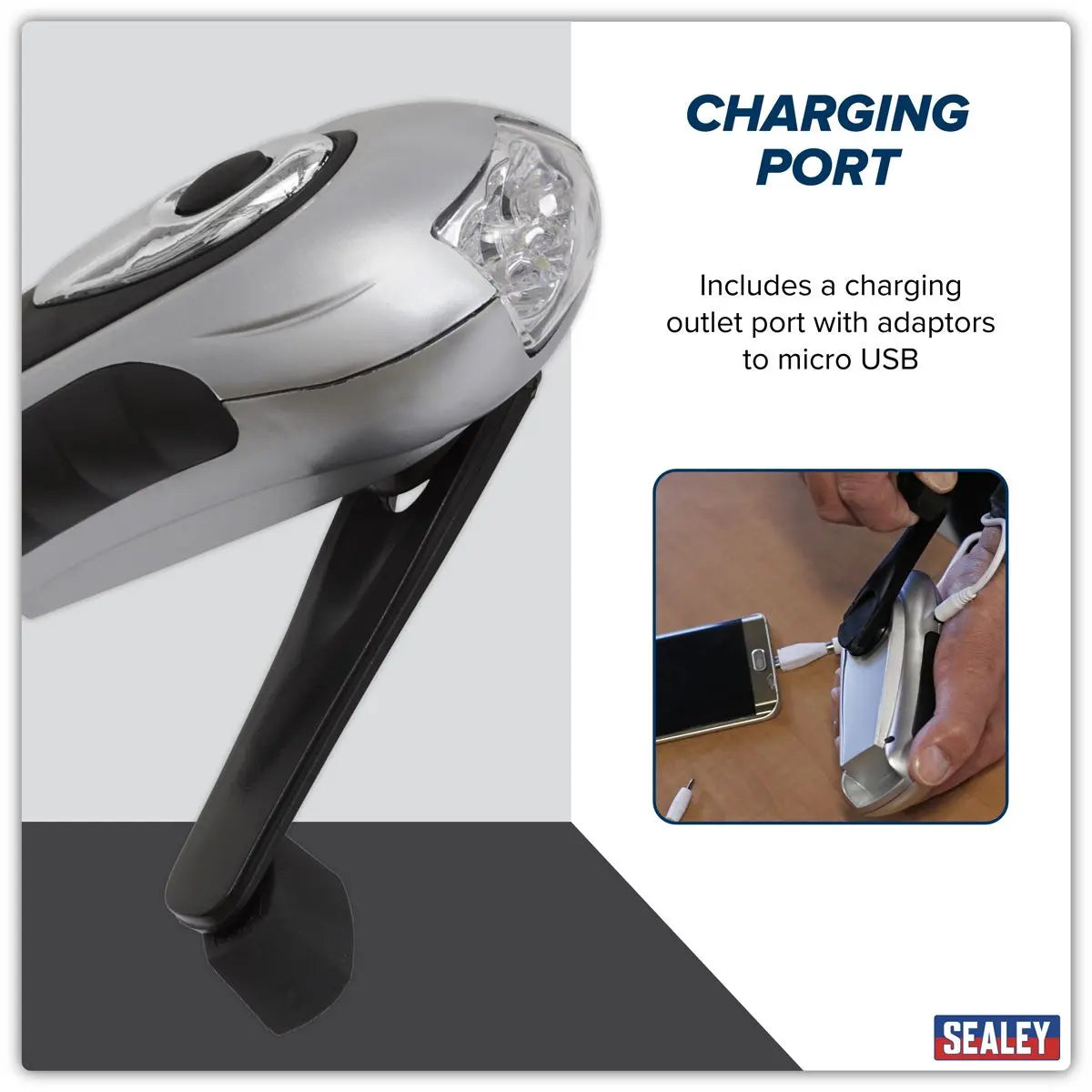 Sealey Rechargeable Wind-Up Torch 3 LED - White Rose Tools