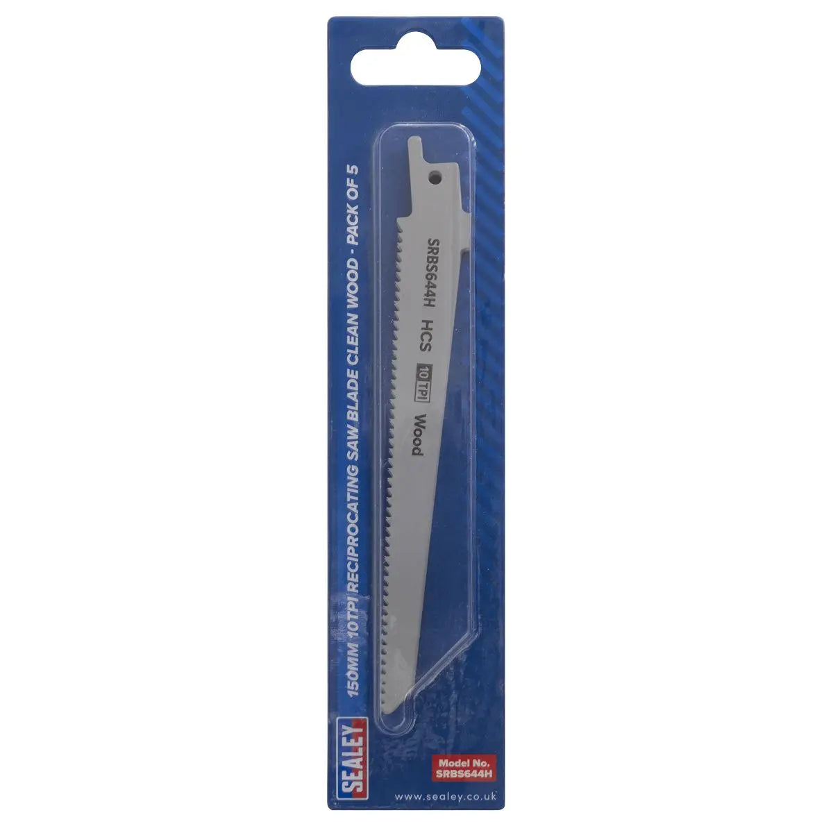 Sealey Reciprocating Saw Blade Clean Wood 150mm 10tpi - Pack of 5