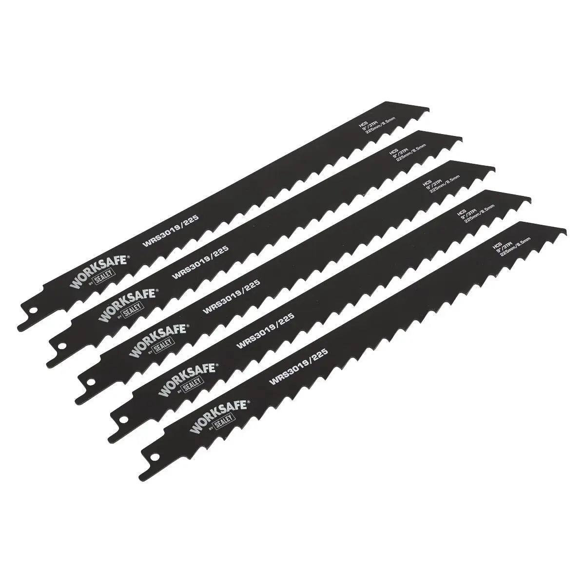 Sealey Reciprocating Saw Blade Wood 225mm 3tpi - Pack of 5 White Rose Tools