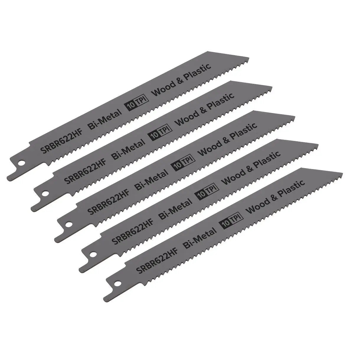 Sealey Reciprocating Saw Blade Wood & Plastics 150mm 10tpi - Pack of 5
