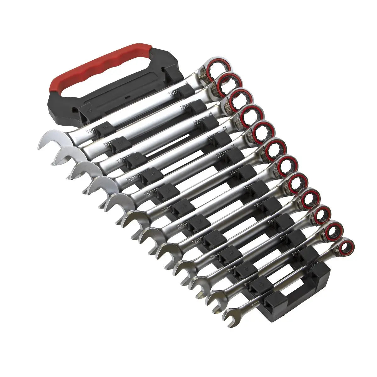 Sealey Reversible Ratchet Combination Spanner Set 12 Piece 8-19mm 100 Tooth Premier