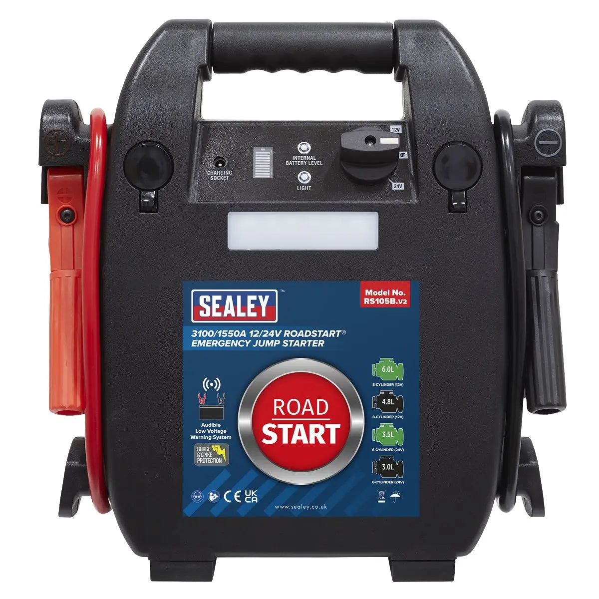 Sealey RoadStart® Emergency Jump Starter 12/24V 6L 8-Cylinder