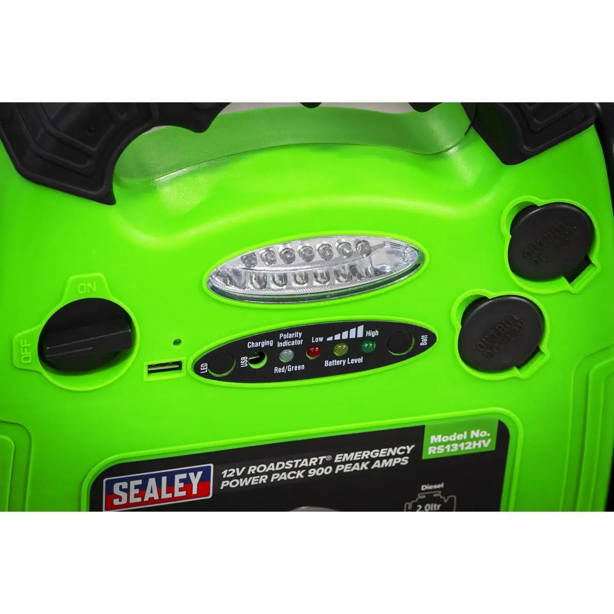 Sealey RoadStart® Emergency Jump Starter 12V 900 Peak Amps Hi-Vis Green