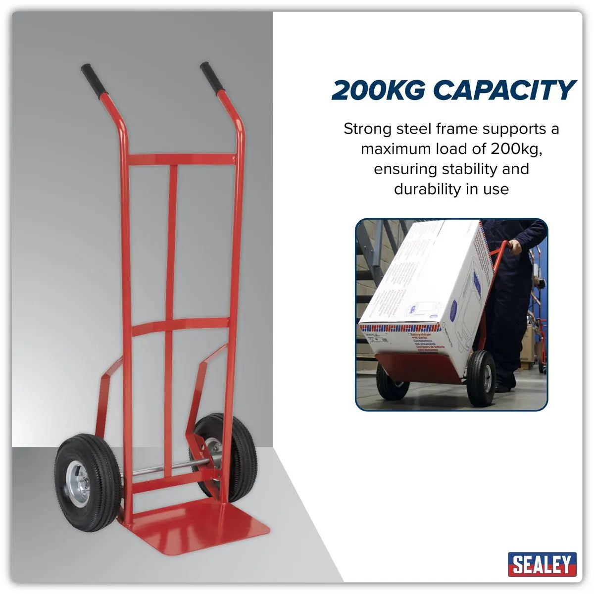 Sealey Sack Truck with Pneumatic Tyres 200kg Capacity White Rose Tools