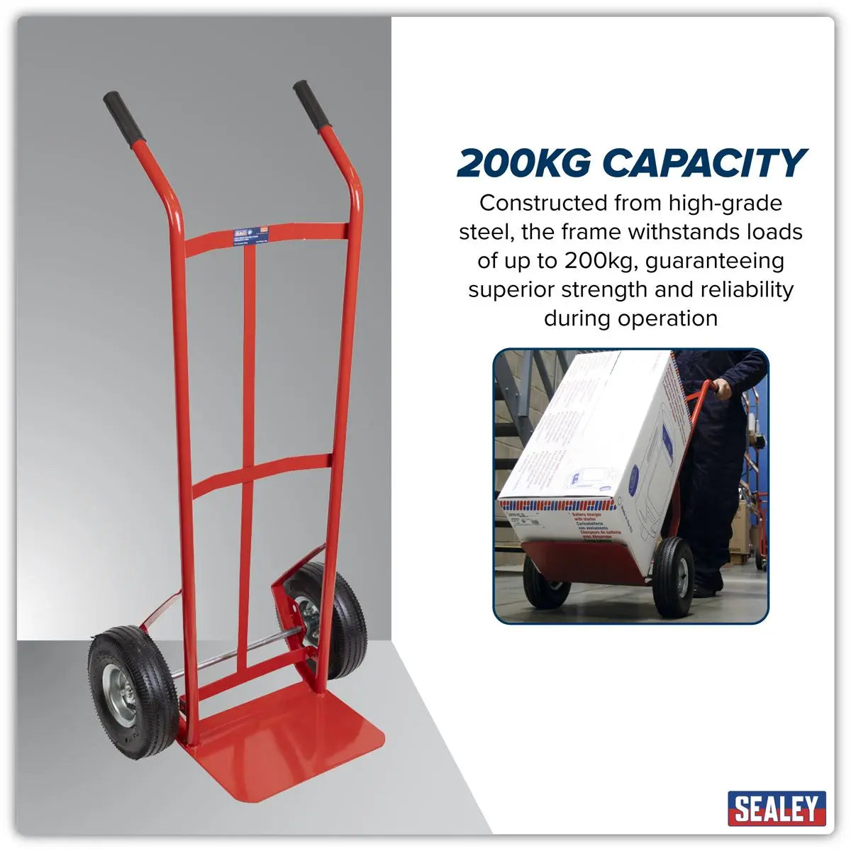 Sealey Sack Truck with Pneumatic Tyres 200kg Capacity White Rose Tools