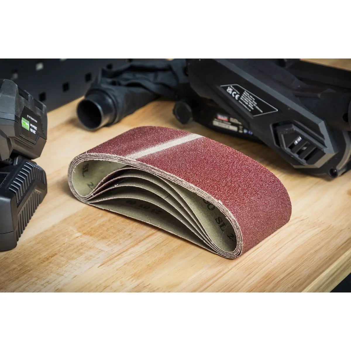 Sealey Sanding Belt 76 x 457mm 60Grit Pack of 5 White Rose Tools