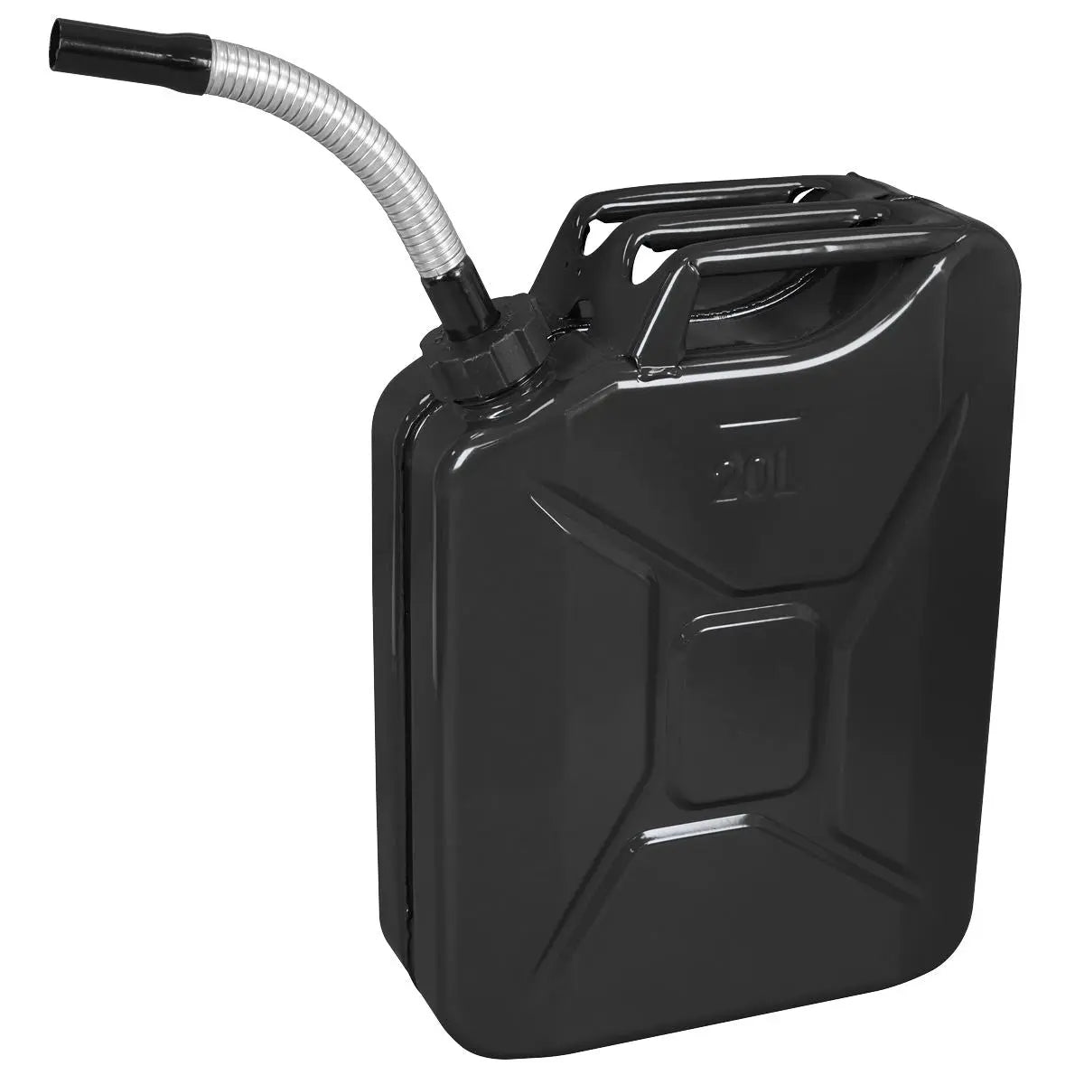 Sealey Screw Cap Metal Jerry Can 20L - Black  White Rose Tools