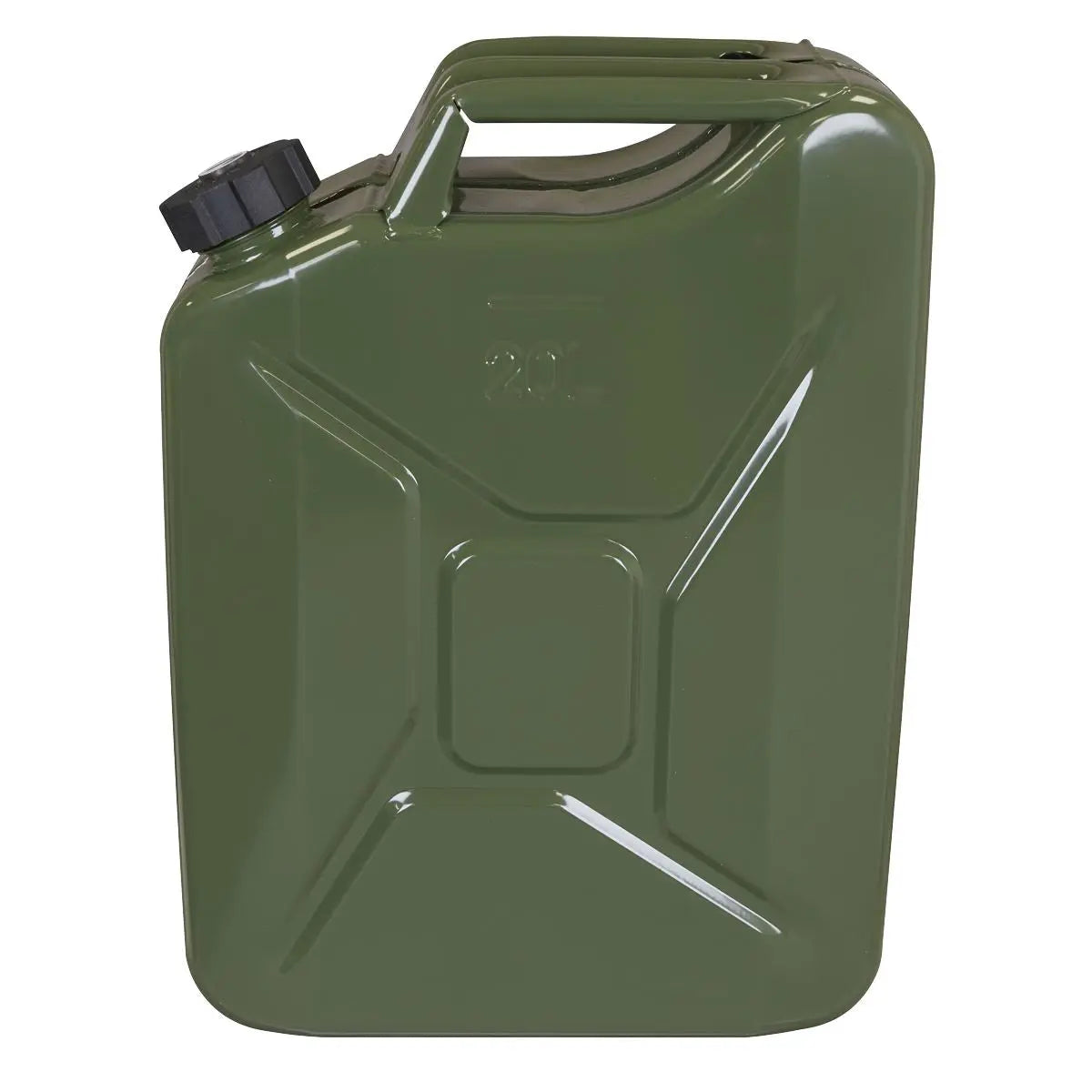 Sealey Screw Cap Metal Jerry Can 20L - Green  White Rose Tools