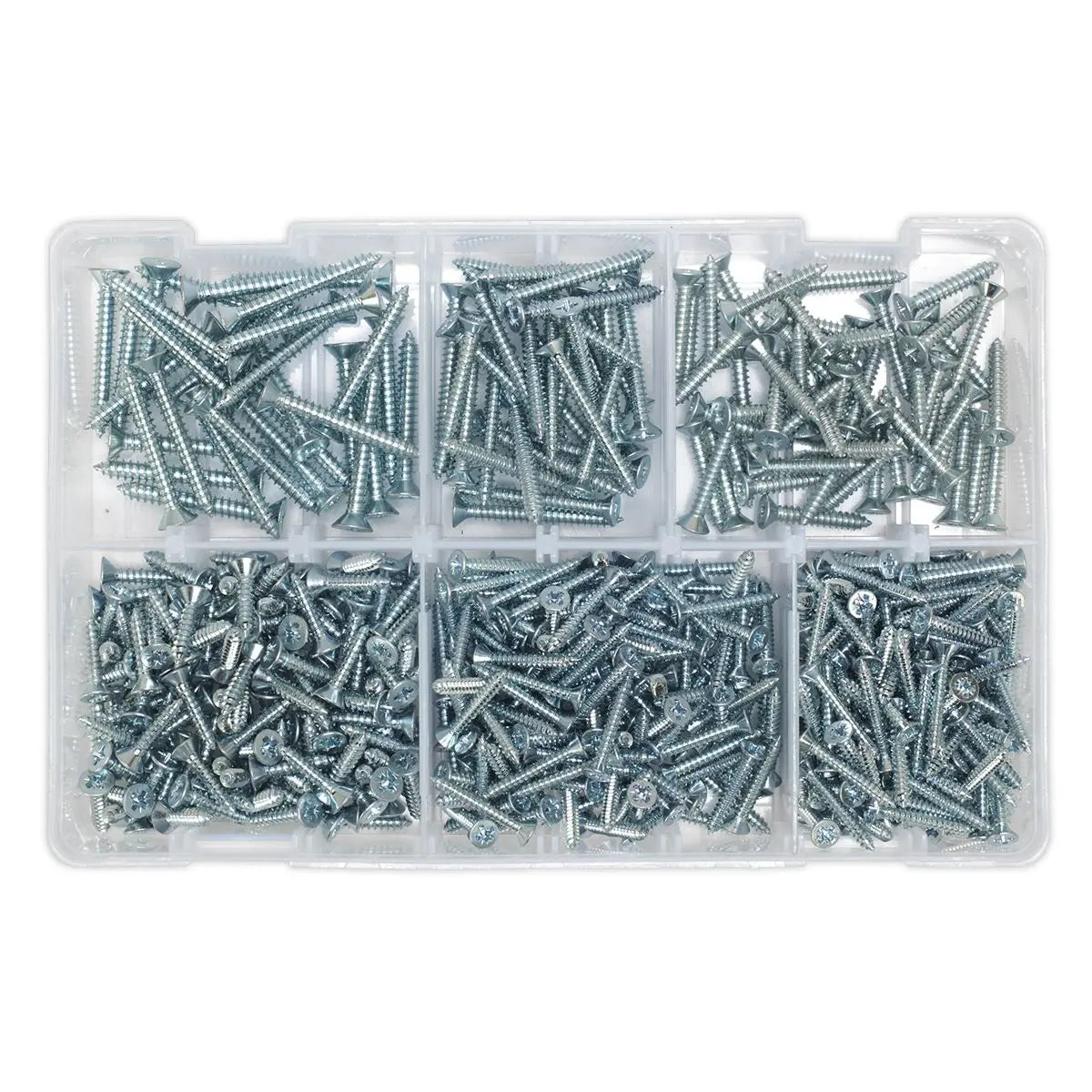 Sealey Self-Tapping Screw Assortment DIN 7982 510pc Countersunk Pozi Zinc
