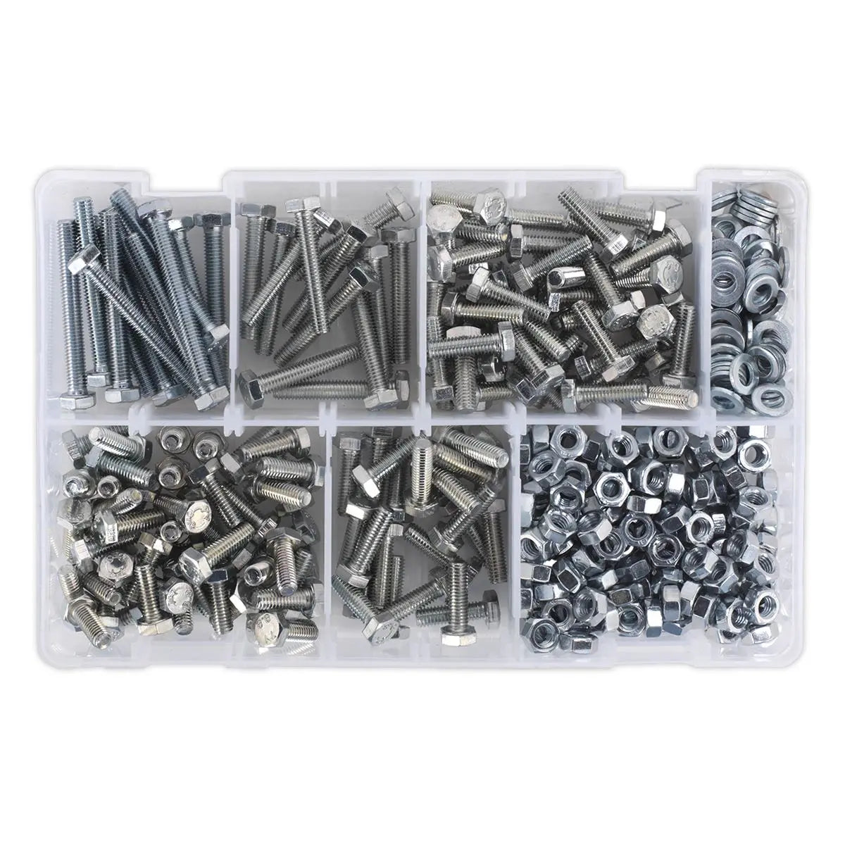 Sealey Setscrew, Nut & Washer Assortment 408pc High Tensile M6 Metric