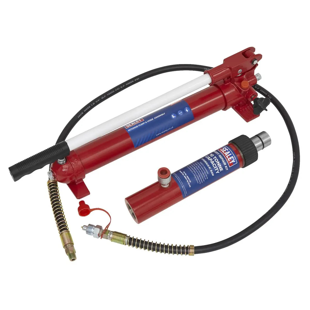 Sealey Snap Push Ram with Pump & Hose Assembly - 10 Tonne