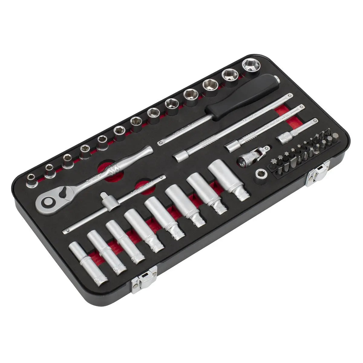 Sealey Socket Set 1/4" Drive Premier Platinum Series Vehicle Ratchet Wrench 49pc White Rose Tools