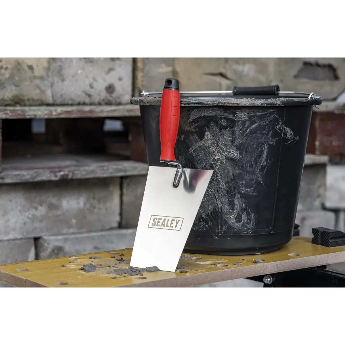 Sealey Stainless Steel Bucket Trowel - Rubber Handle - 180mm  White Rose Tools