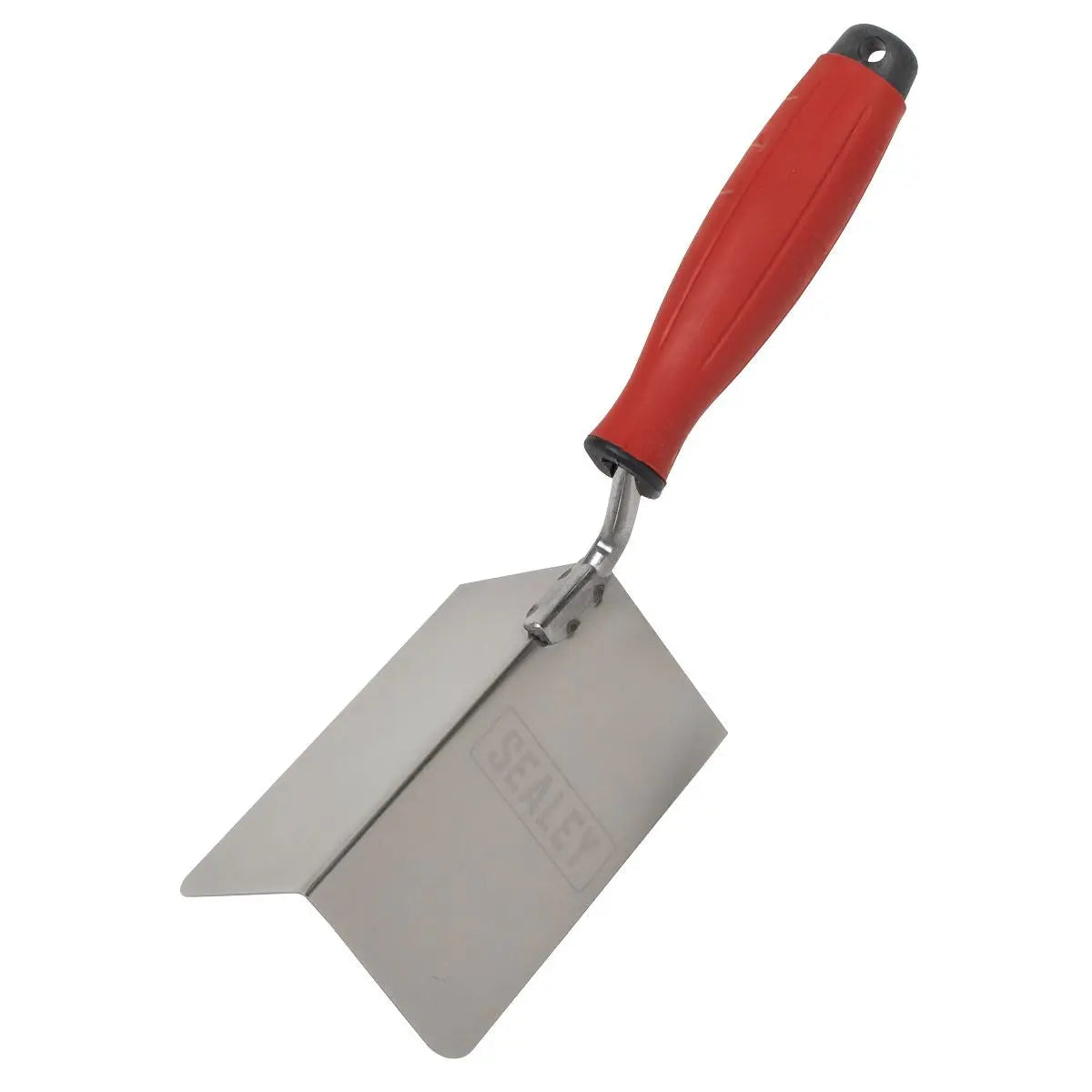 Sealey Stainless Steel External Corner Trowel - Rubber Handle - 120 x 60mm  White Rose Tools