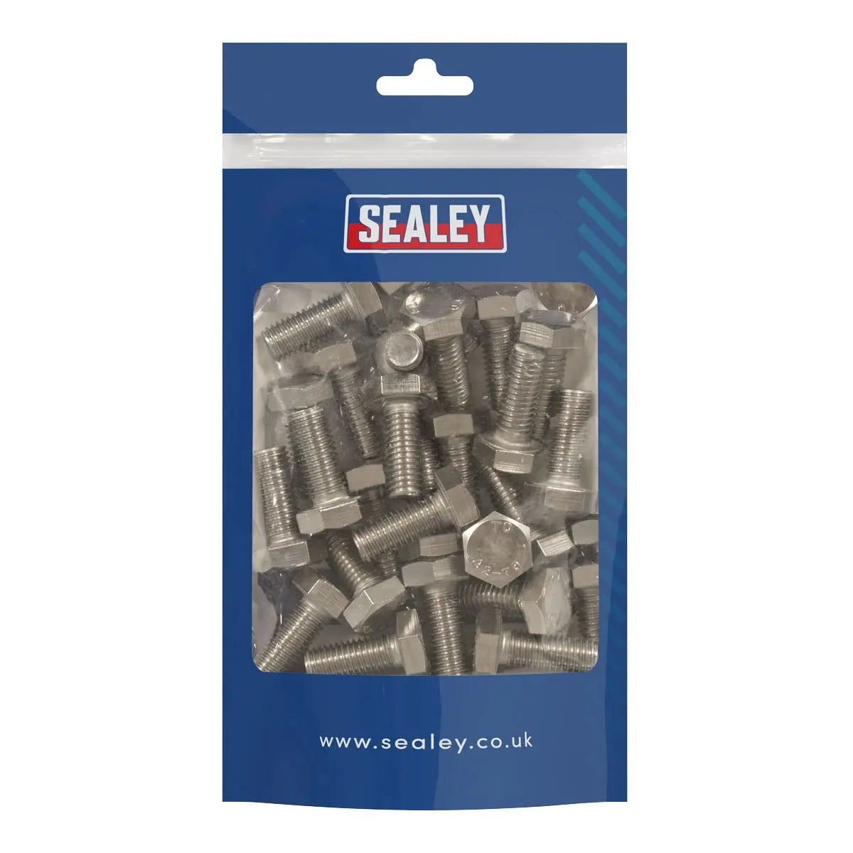Sealey Stainless Steel Hex Head Set Screw DIN 933 - M10 X 25 A2 - Pack of 25 White Rose Tools
