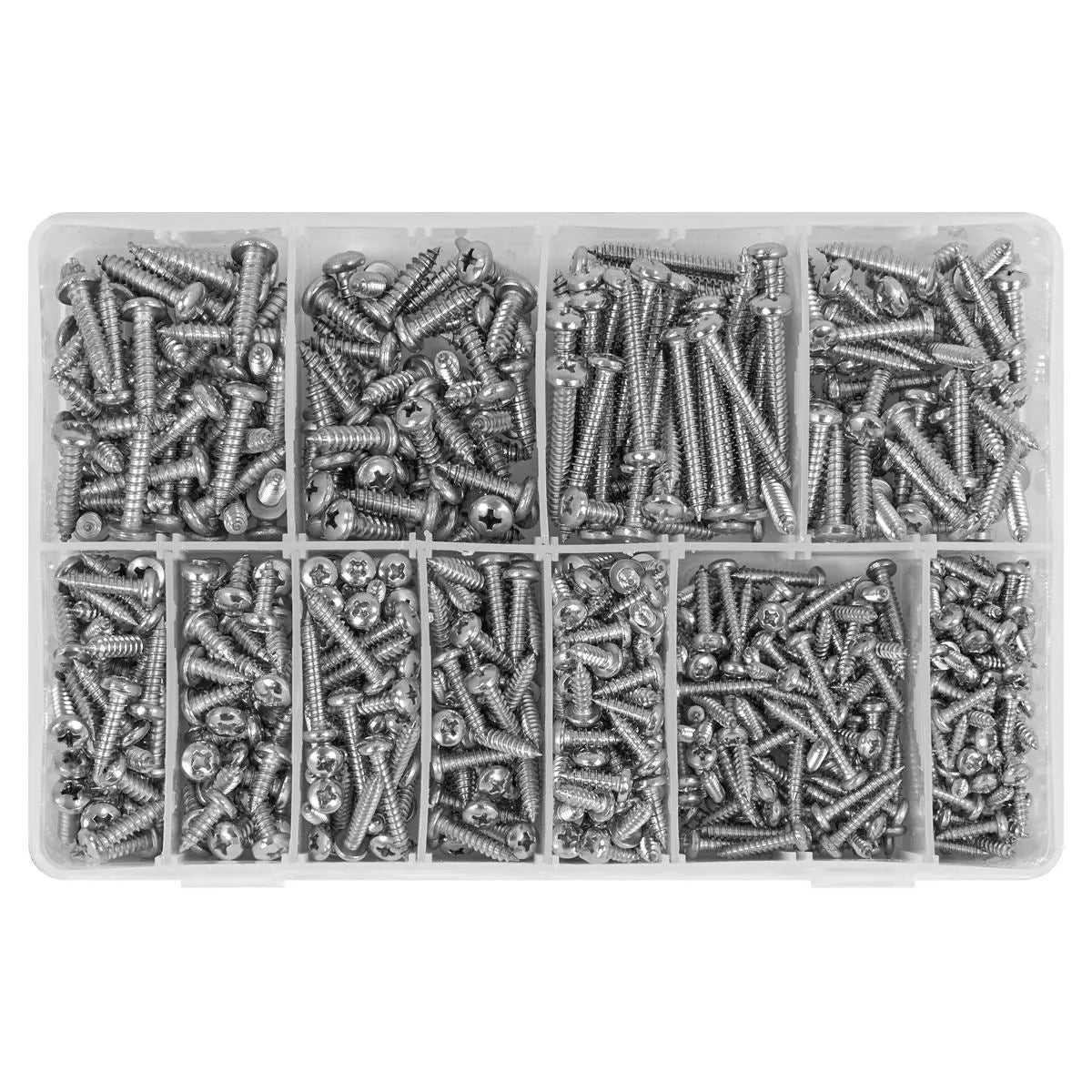 Sealey Stainless Steel Self-Tapping Screw Assortment 700pc  White Rose Tools