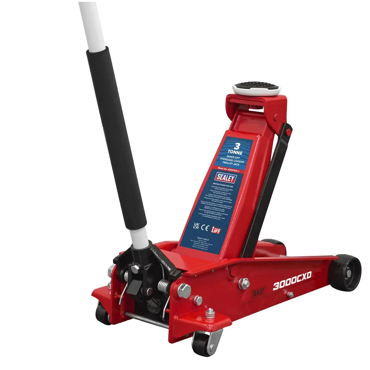 Sealey Standard Chassis Trolley Jack 3 Tonne  White Rose Tools