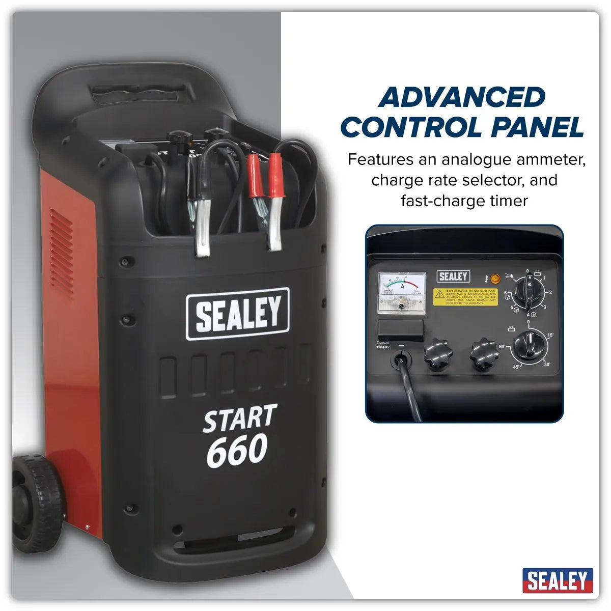 Sealey Starter/Charger 660/100A 12/24V 230V  White Rose Tools