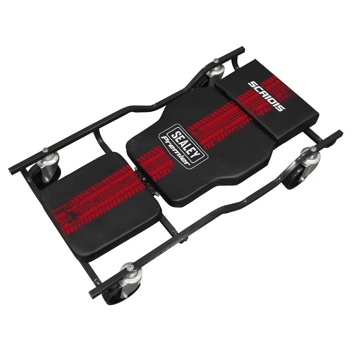 Sealey Steel Creeper with 4 Rough Ground 5" Wheels & Adjustable Back/Headrest White Rose Tools