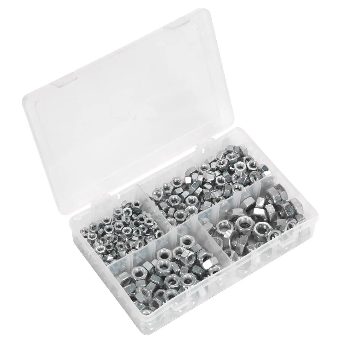Sealey Steel Nut Assortment 320pc 1/4"-1/2"UNF White Rose Tools
