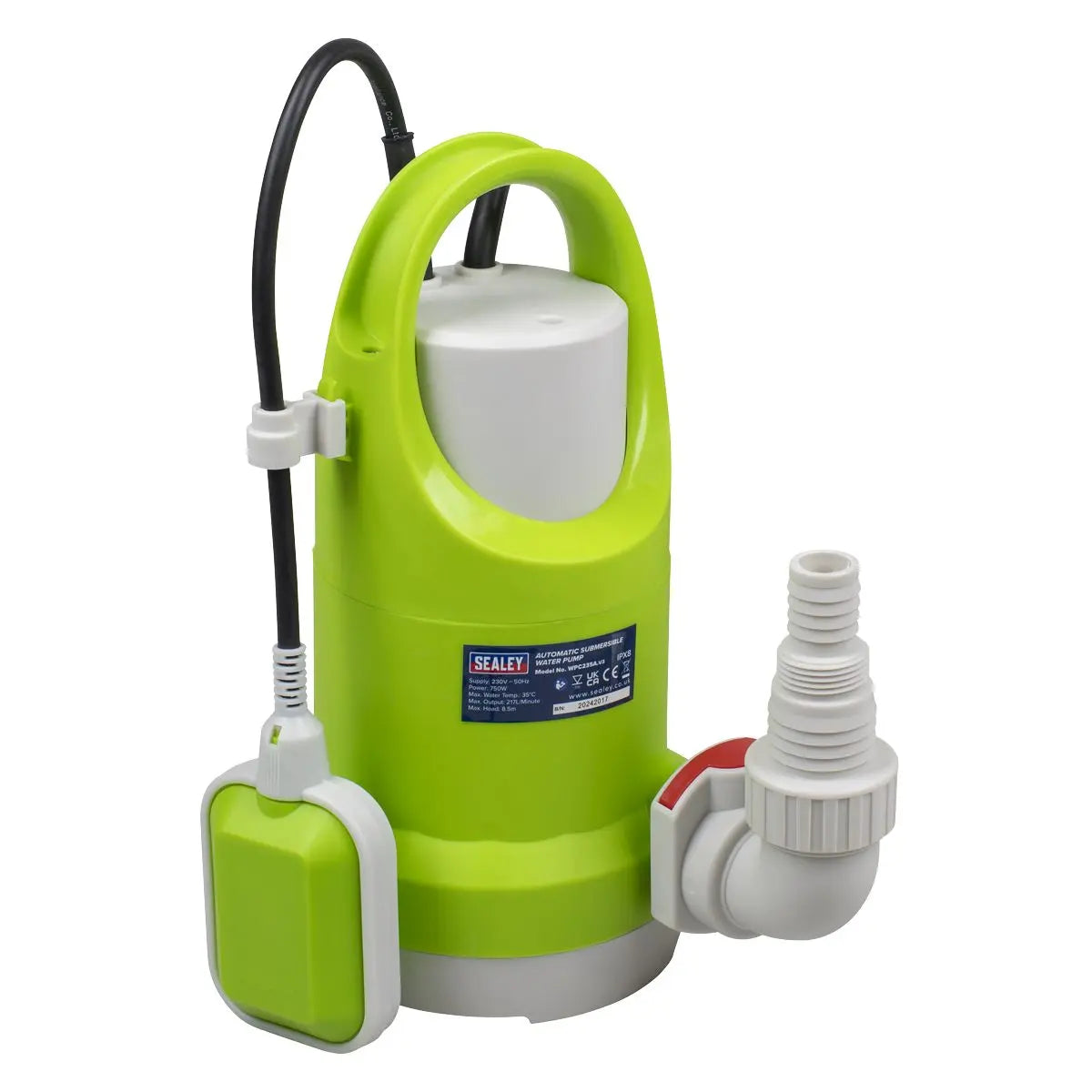 Sealey Submersible Water Pump Automatic 208L/min 230V White Rose Tools