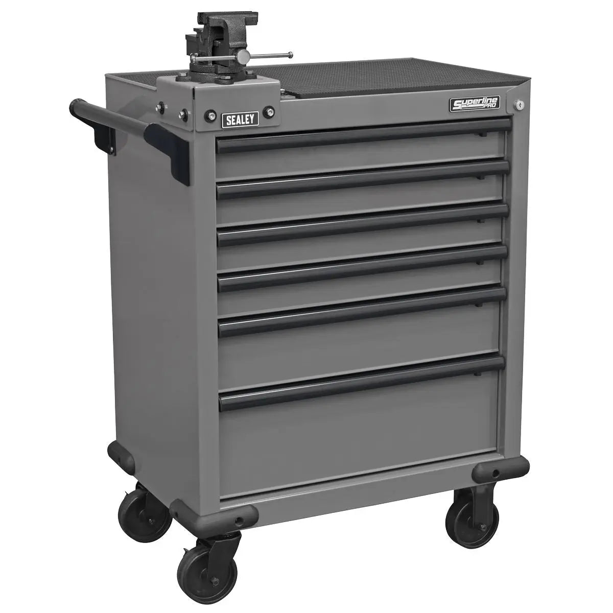 Sealey Superline PRO® Rollcab 6 Drawer with SG Swivel Base 100mm Vice White Rose Tools