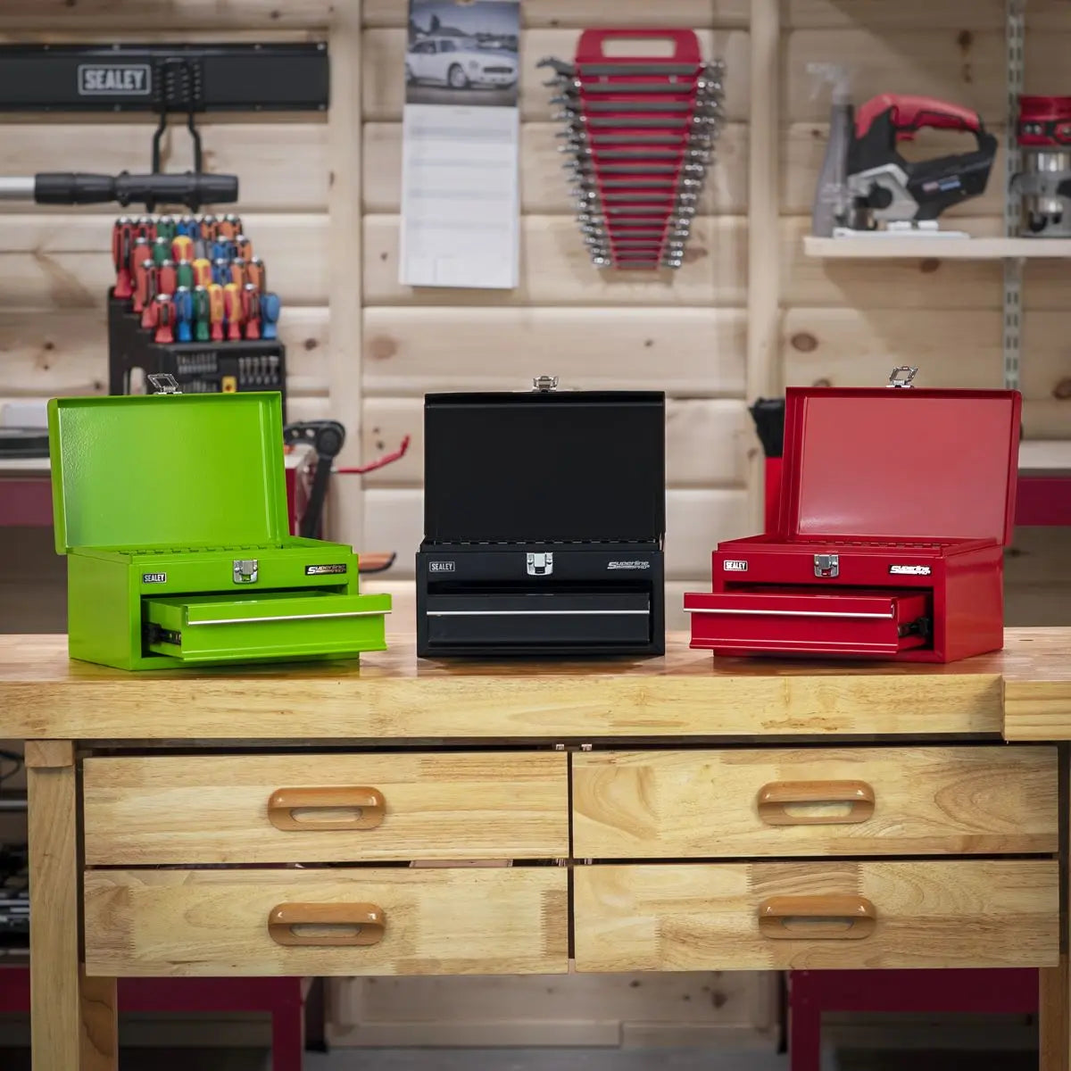 Sealey Superline Pro 1 Drawer Mini Toolbox Red White Rose Tools