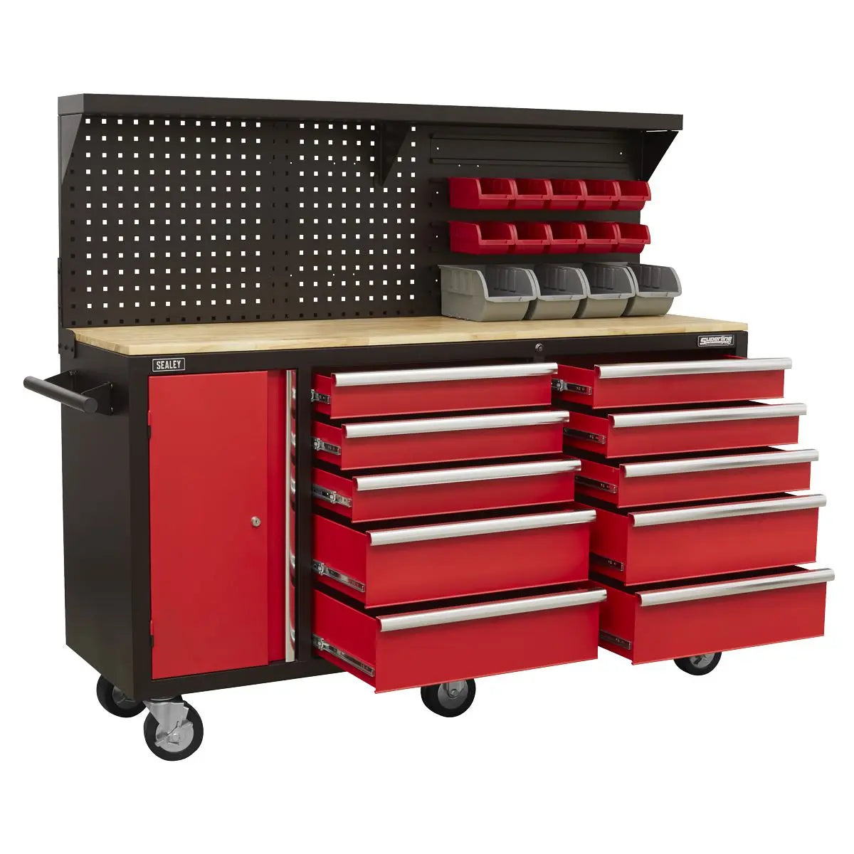 Sealey Superline Pro Mobile Workstation 10 Drawer with Backboard White Rose Tools