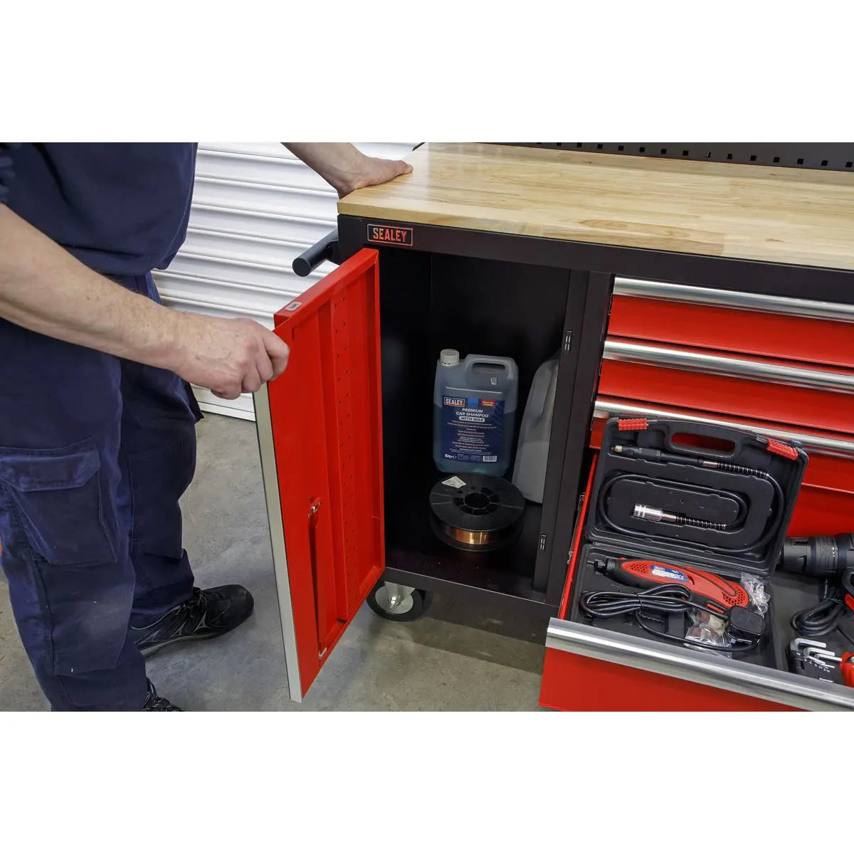 Sealey Superline Pro Mobile Workstation 10 Drawer with Backboard White Rose Tools