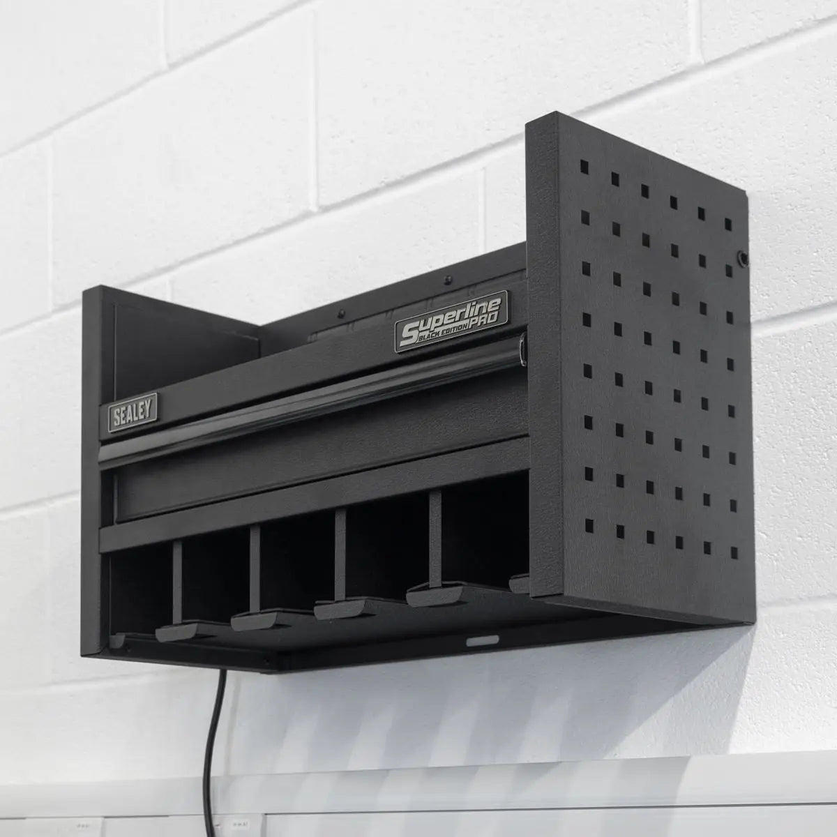 Sealey Superline Pro Power Tool Storage Rack with Drawer & Power Strip White Rose Tools