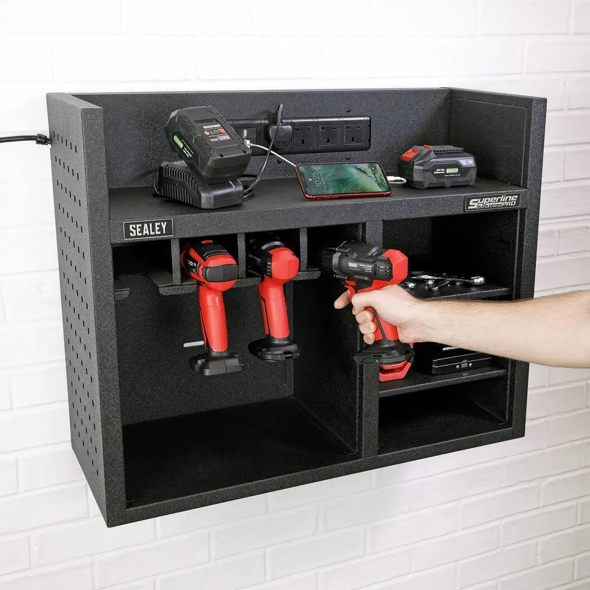 Sealey Superline Pro Power Tool Storage Rack with Power Strip