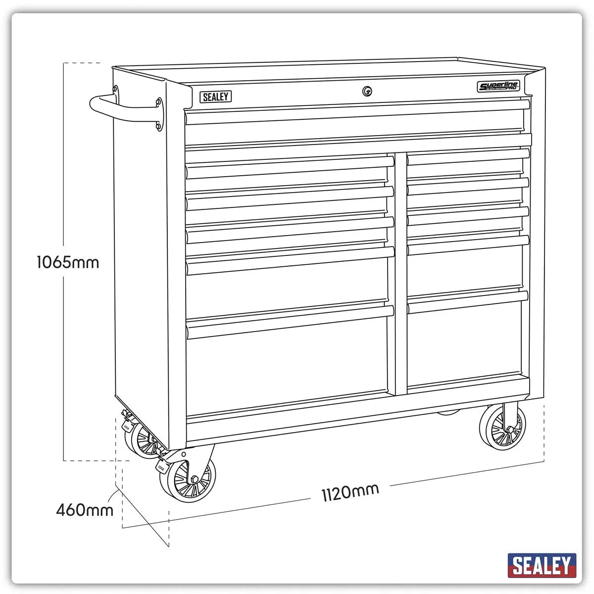 Sealey Superline Pro Rollcab 11 Drawer 1040mm with Soft Close Drawers