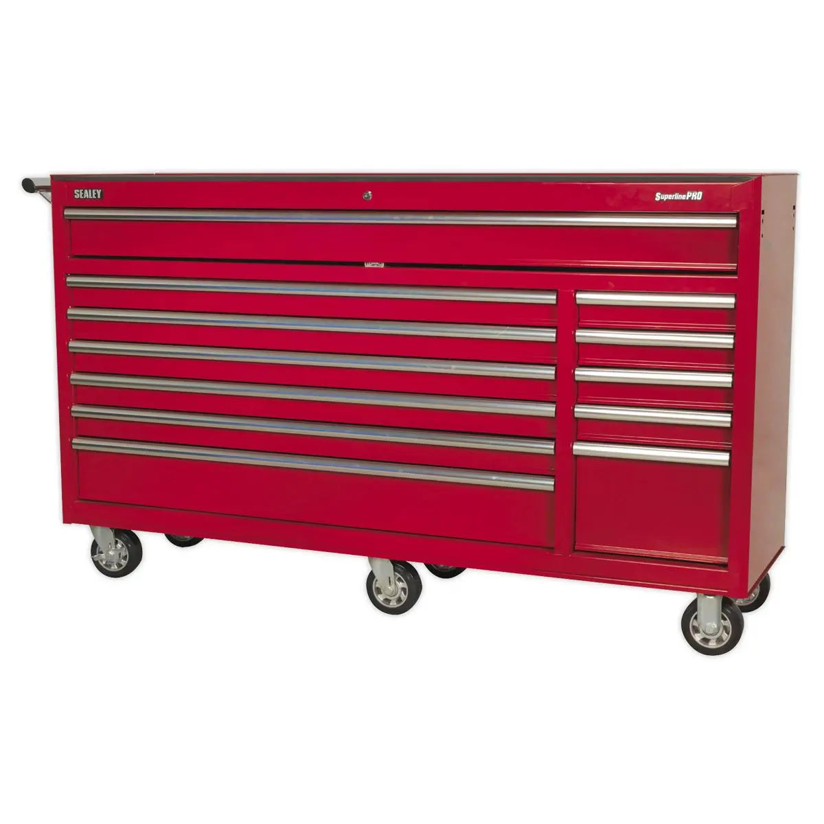 Sealey Superline Pro Rollcab 12 Drawer with Ball-Bearing Slides Heavy-Duty - Red White Rose Tools