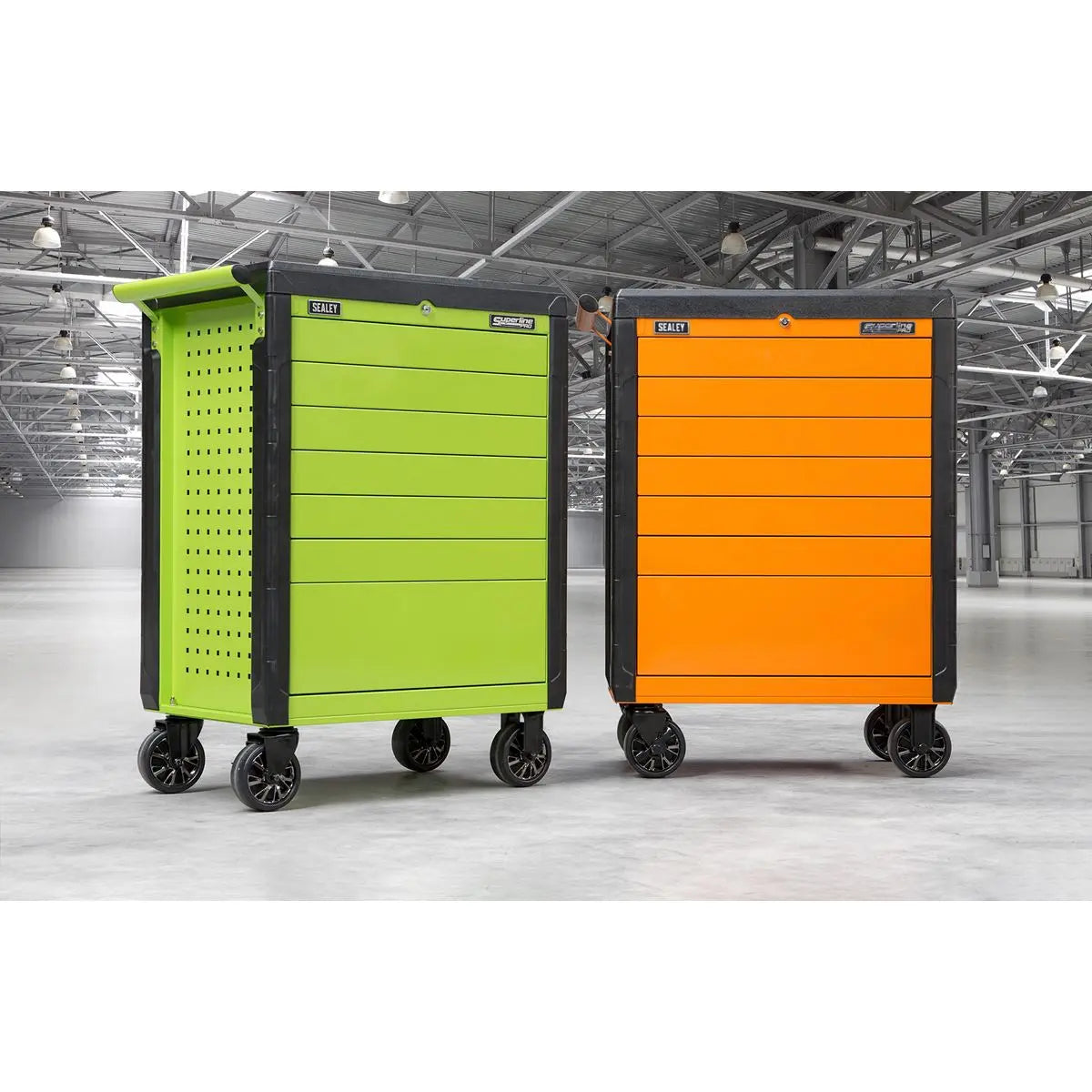 Sealey Superline Pro Rollcab 7 Drawer Push-To-Open - Green