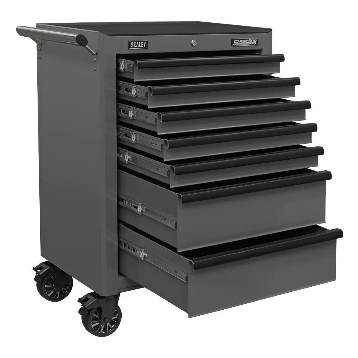 Sealey Superline Pro Rollcab 7 Drawer with Ball-Bearing Slides - Grey/Black White Rose Tools