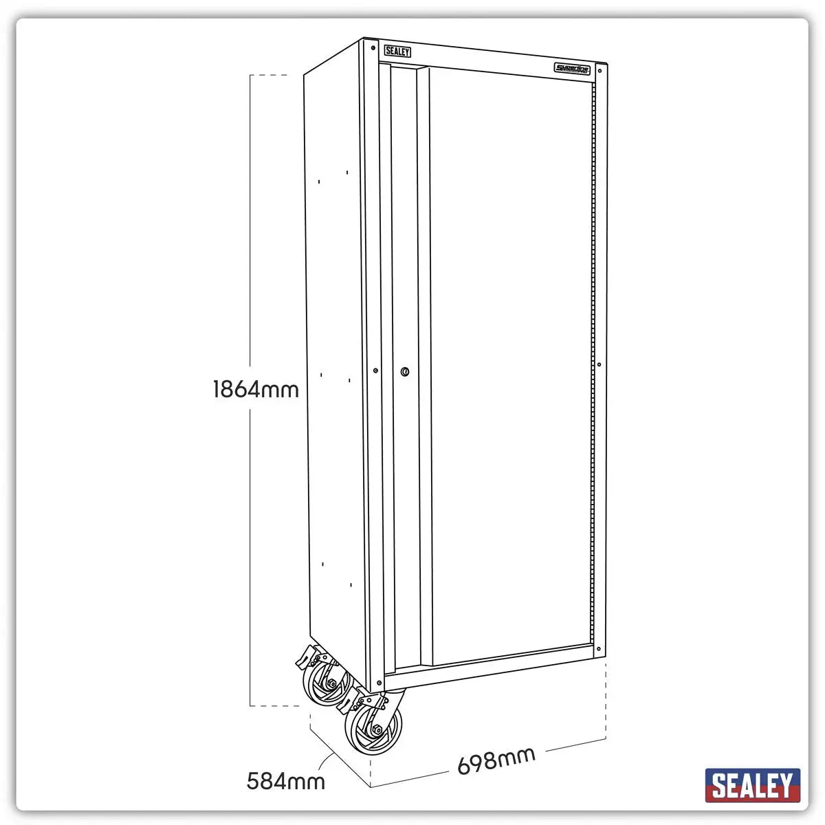 Sealey Superline Pro Side Locker with Castors 1864mm White Rose Tools
