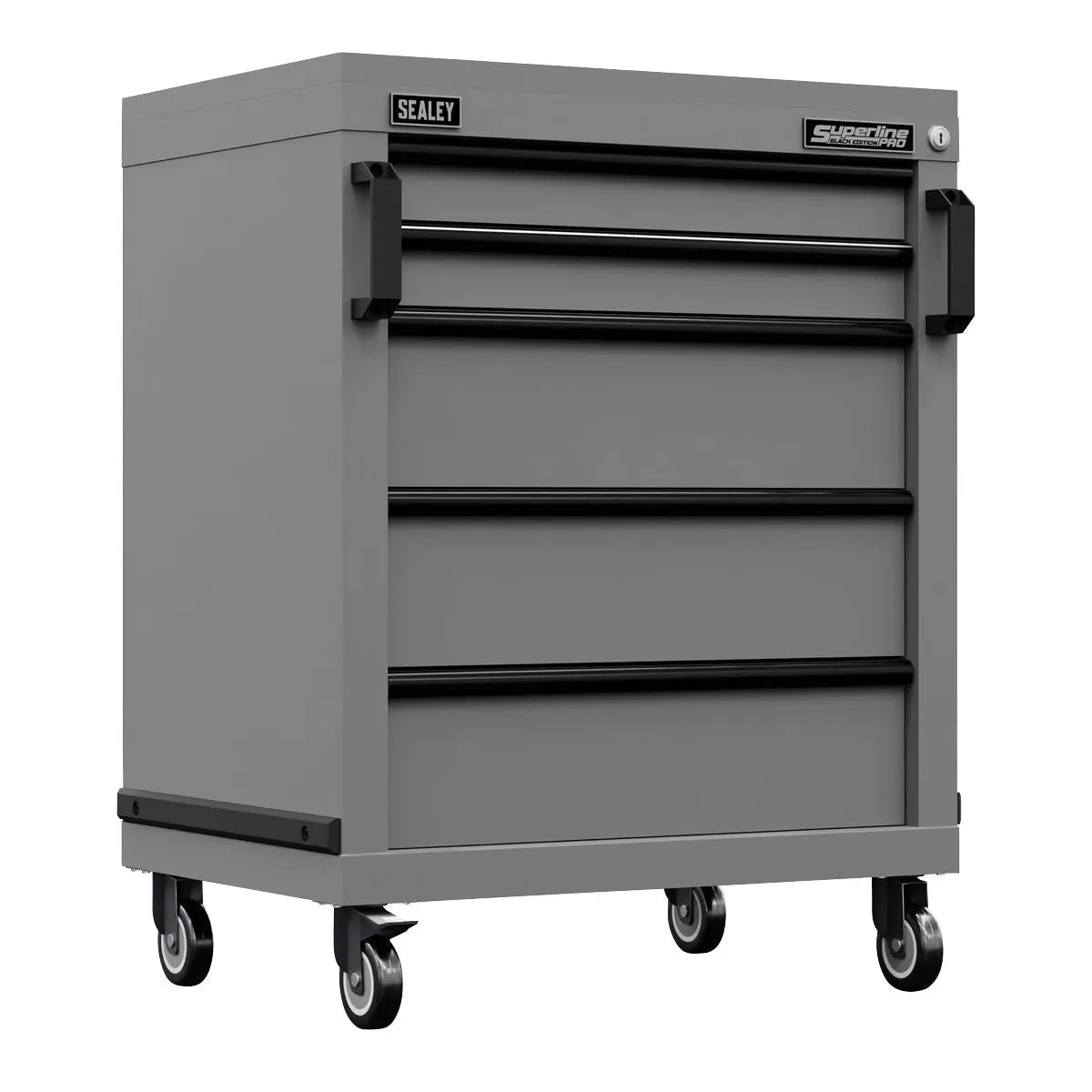 Sealey Superline Pro Superline PRO® Black Edition Modular Mobile Cabinet 5 Drawer 650mm White Rose Tools