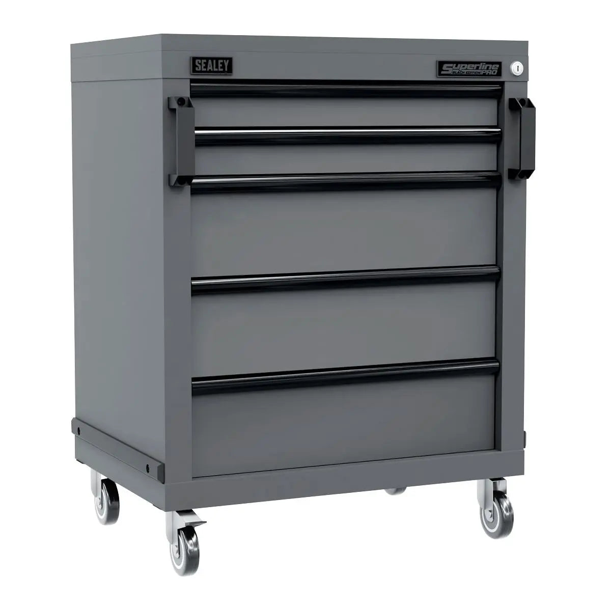 Sealey Superline Pro Superline PRO® Black Edition Modular Mobile Cabinet 5 Drawer 650mm White Rose Tools