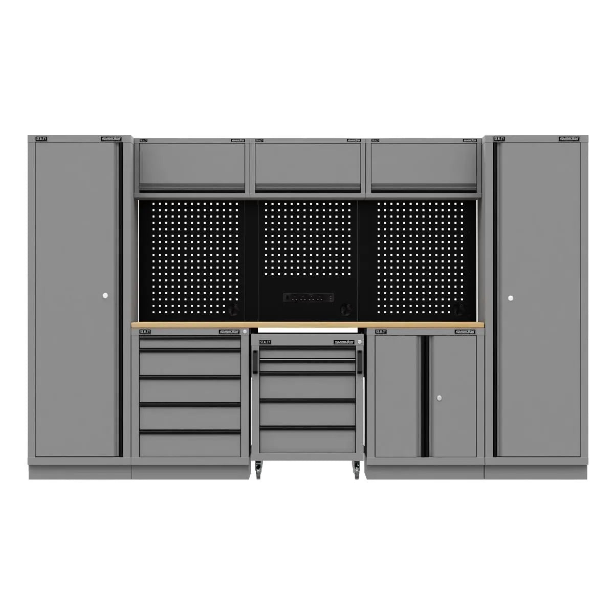 Sealey Superline Pro Superline PRO® Black Edition Storage System with Rubber Wood Worktop 3.24m White Rose Tools