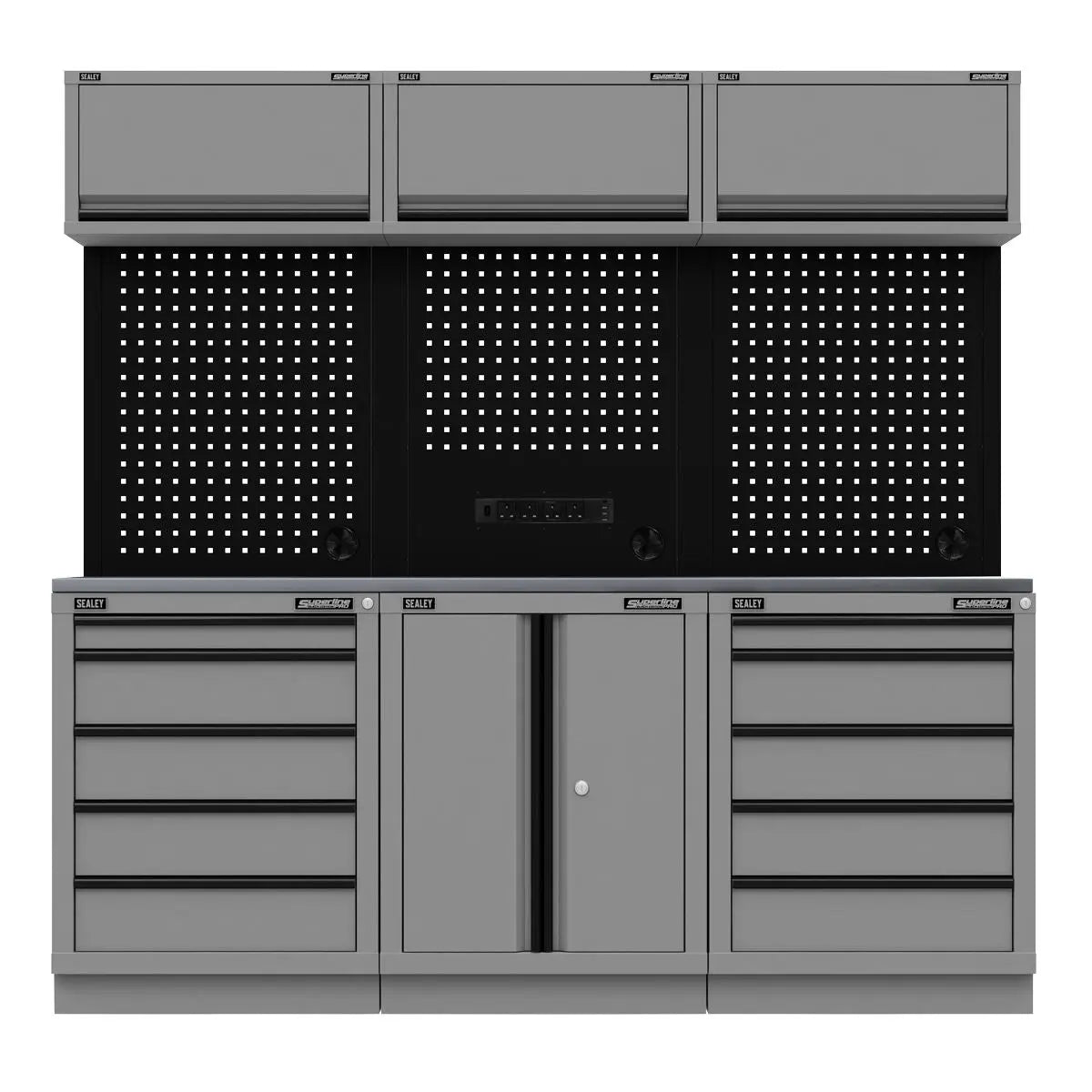 Sealey Superline Pro Superline PRO® Black Edition Storage System with Stainless Worktop 2.04m White Rose Tools