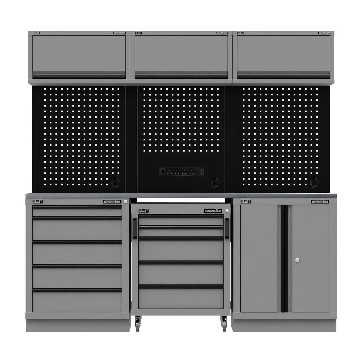 Sealey Superline Pro Superline PRO® Black Edition Storage System with Stainless Worktop 2.04m White Rose Tools