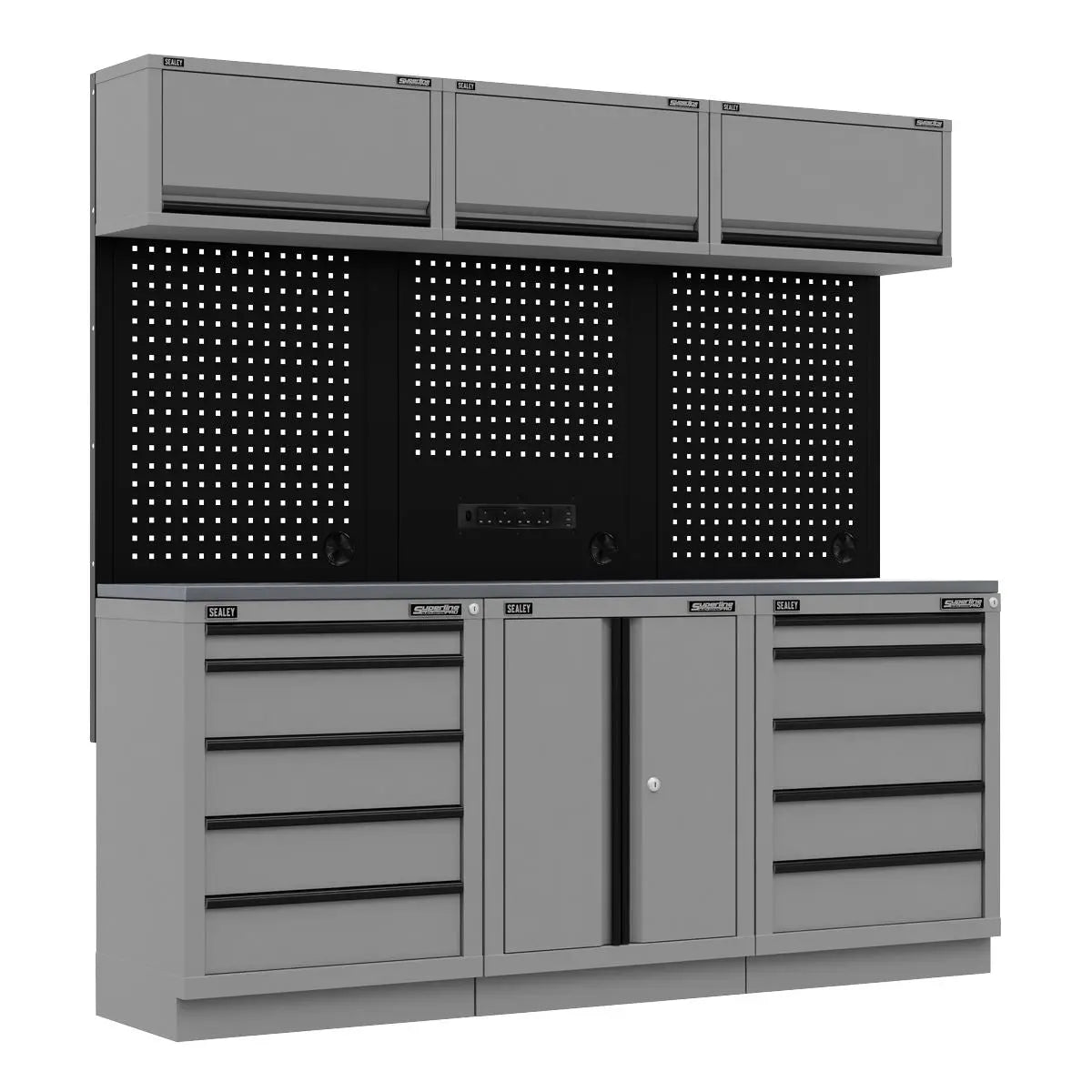 Sealey Superline Pro Superline PRO® Black Edition Storage System with Stainless Worktop 2.04m White Rose Tools